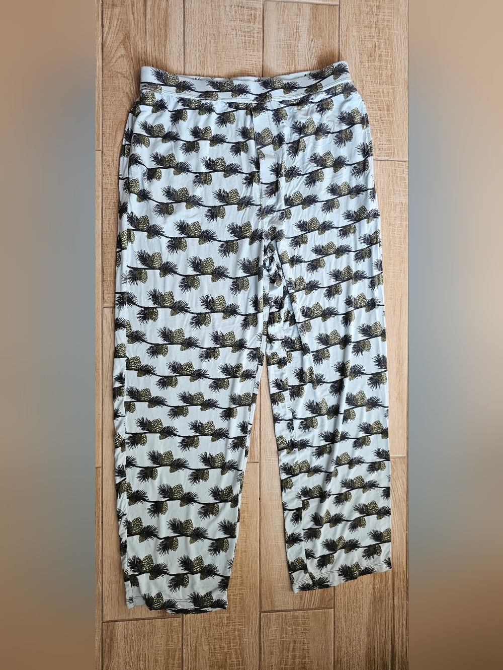 Kickee Pants Men’s Pajama Bottoms L Pine Cones Bamboo Viscose Lounge Pants Blue